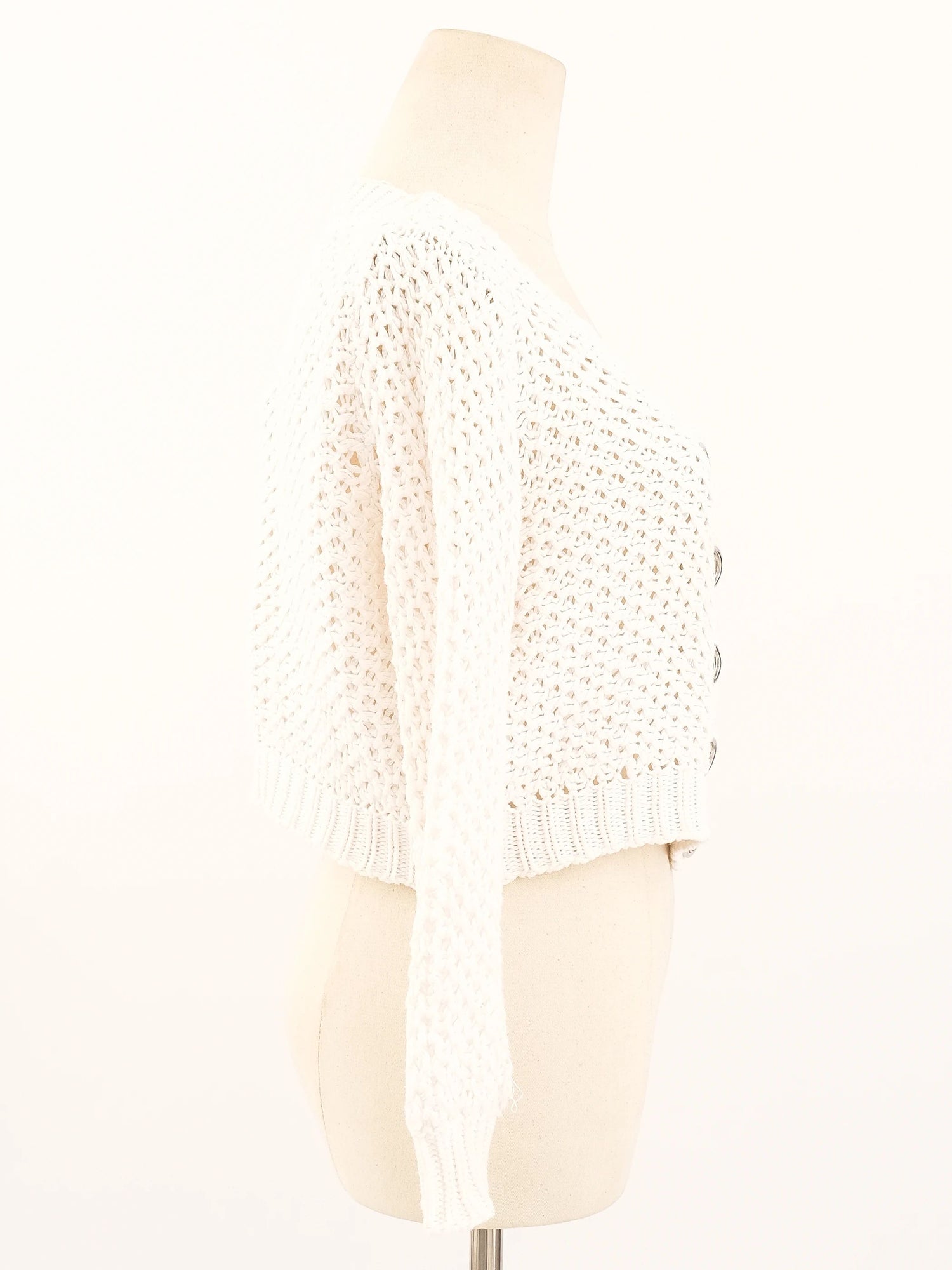 Excellent Burberry White Crochet Cardigan Size S Women&
