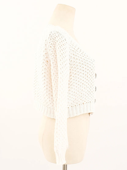 Excellent Burberry White Crochet Cardigan Size S Women&