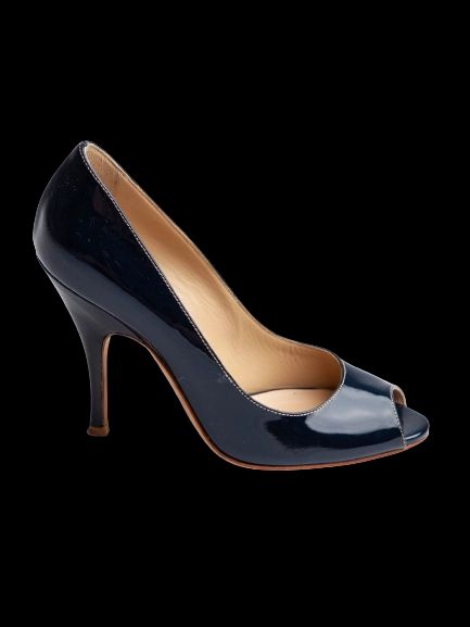 Good Dolce Gabbana Gray Leather Peep-Toe High Heels Size 36.5