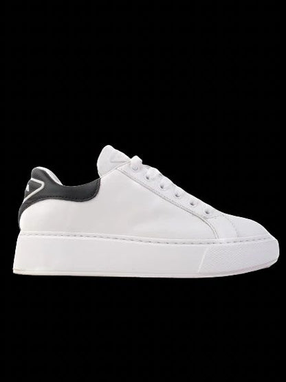 Excellent Prada White Leather Sneakers Size 37 with Black Accents
