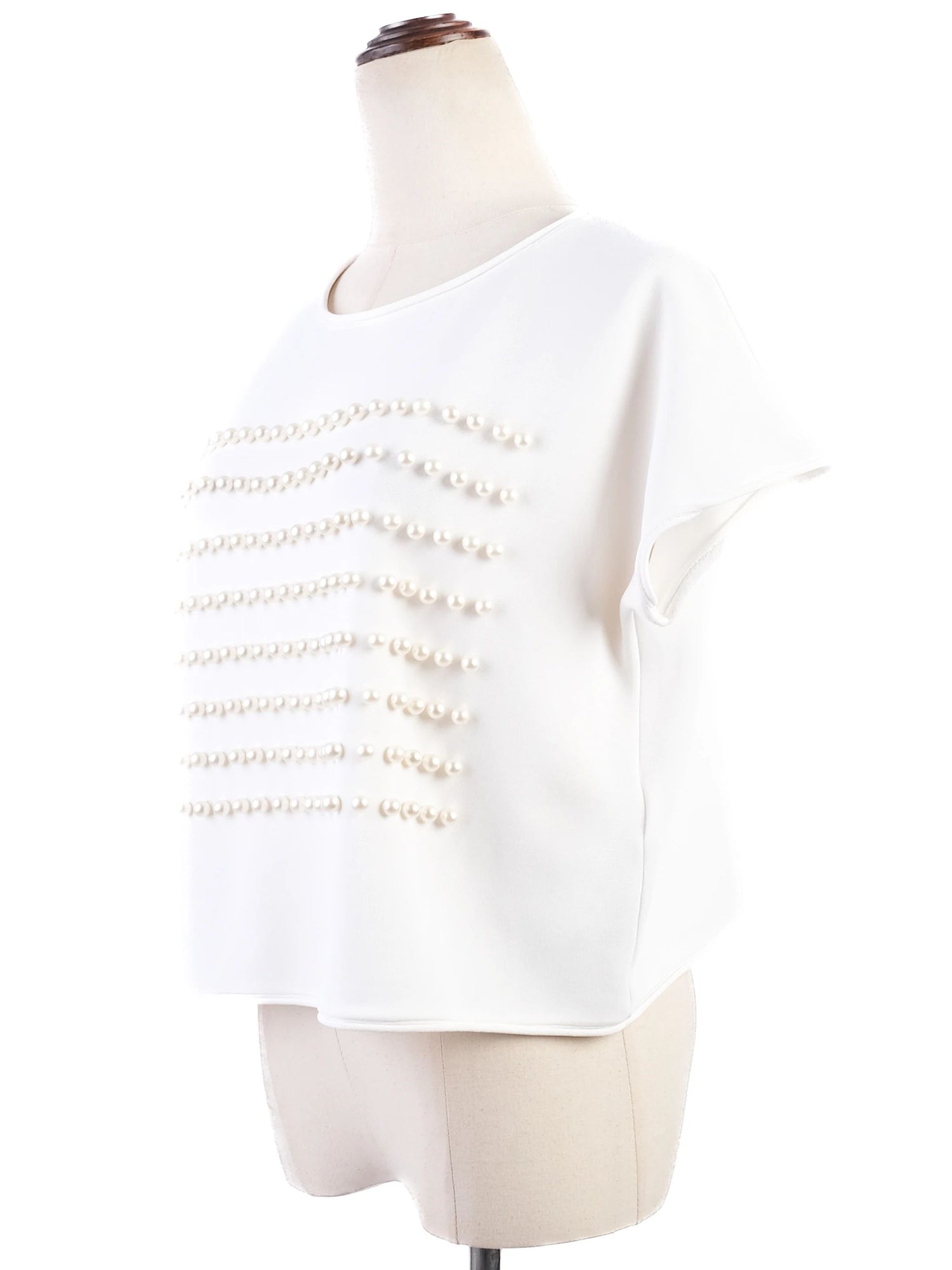 Excellent Giorgio Armani White Beaded Top Size M Women Viscose