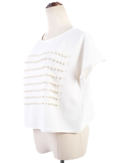 Excellent Giorgio Armani White Beaded Top Size M Women Viscose