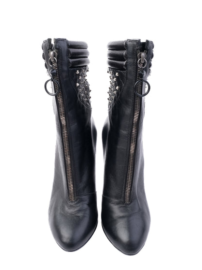 Giuseppe Zanotti Black Leather Quilted High-Heeled Ankle Boots