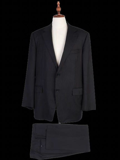 Excellent Canali Black Wool Suit Jacket Men Size XXL Pinstripe