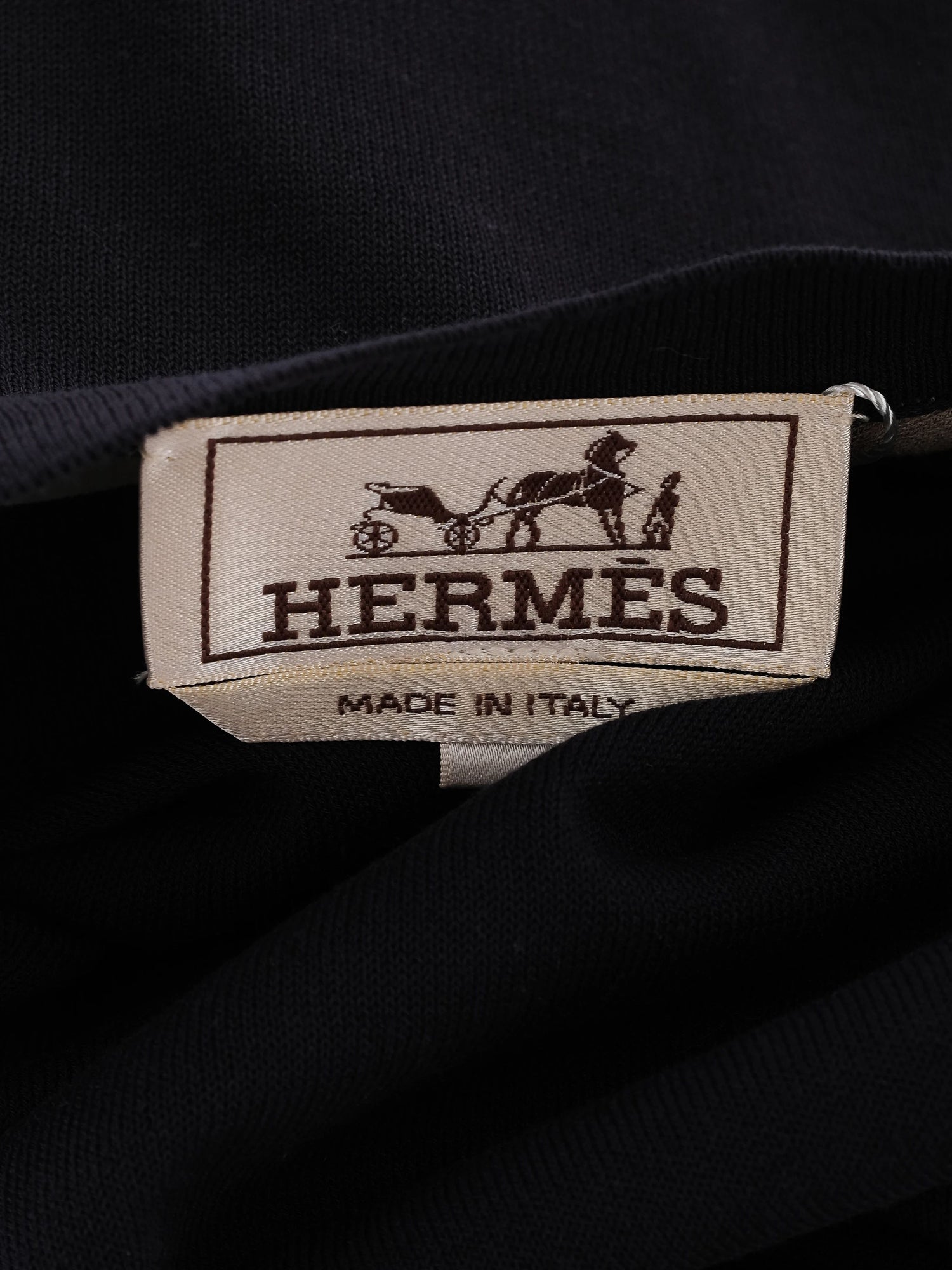 Excellent Hermes Blue Cotton T-Shirt Size L with Striped Trim