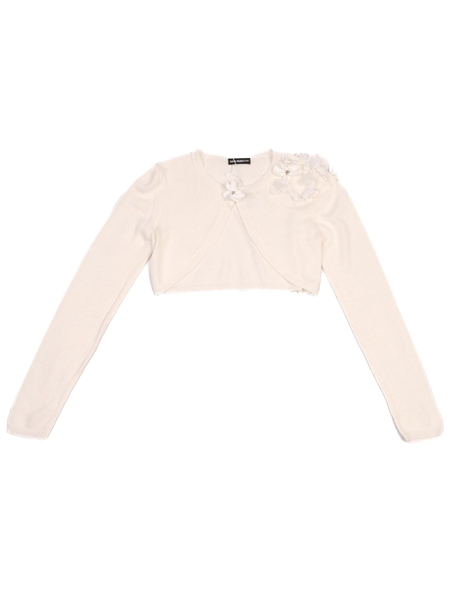 Excellent DAVID CHARLES White Cotton Kids Bolero Cardigan Size 4