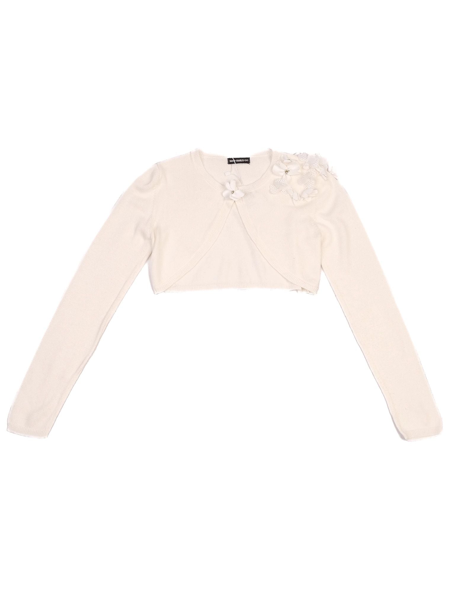 Excellent DAVID CHARLES White Cotton Kids Bolero Cardigan Size 4