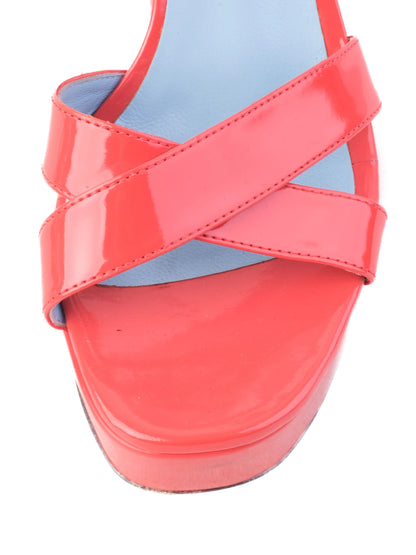 Excellent Pollini Red Leather High-Heeled Sandals Size 37