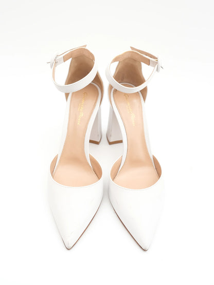 Excellent Gianvito Rossi White Leather High-Heeled Shoes Size N/A