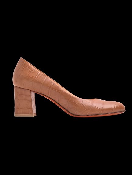 Good Condition Santoni Orange Leather High-Heeled Shoes Size 35.5