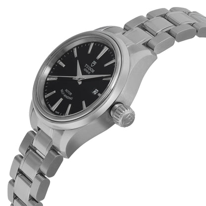 Tudor Style 28mm Steel Black Stick Dial Ladies Automatic Watch 12100-0002