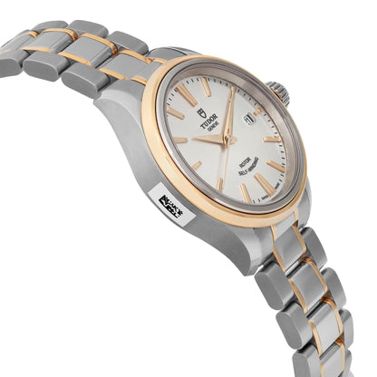 Tudor Style 28 18k Yellow Gold Steel Silver Dial Ladies Watch 12103-0002
