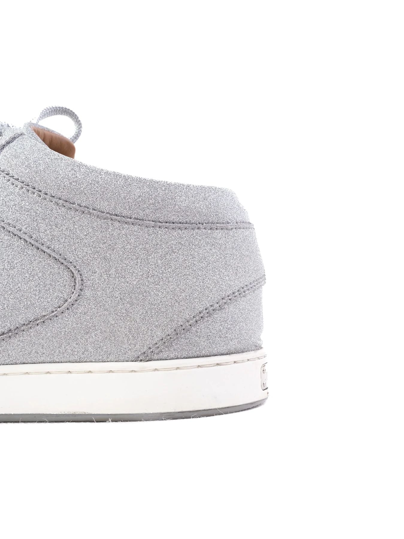 Excellent Jimmy Choo Gray Leather Sneakers with White Sole