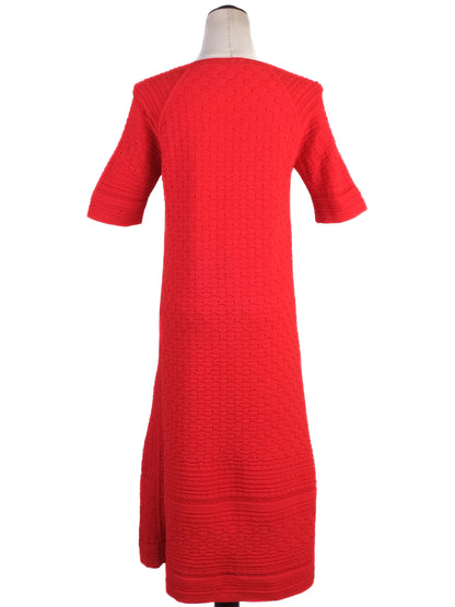 Excellent Vicedomini Red Knit Dress Size L Short Sleeves