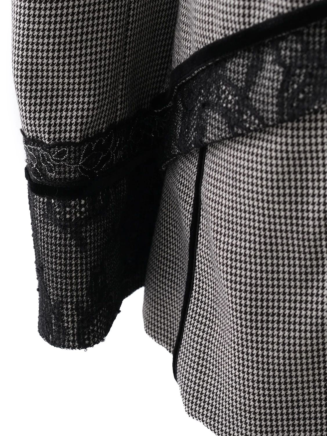 Excellent Gray Houndstooth Wool Blazer with Lace Detail Size S
