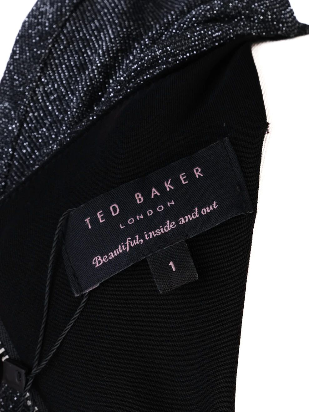 Excellent Ted Baker Gray Long-Sleeved Knee-Length Dress XS