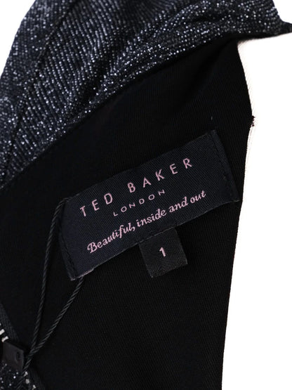 Excellent Ted Baker Gray Long-Sleeved Knee-Length Dress XS