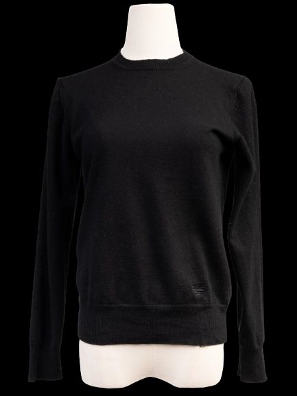 Excellent Emporio Armani Black Wool Sweater Size 54 Made in Italy