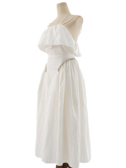 Excellent Self-portrait White A-Line Dress with Spaghetti Straps