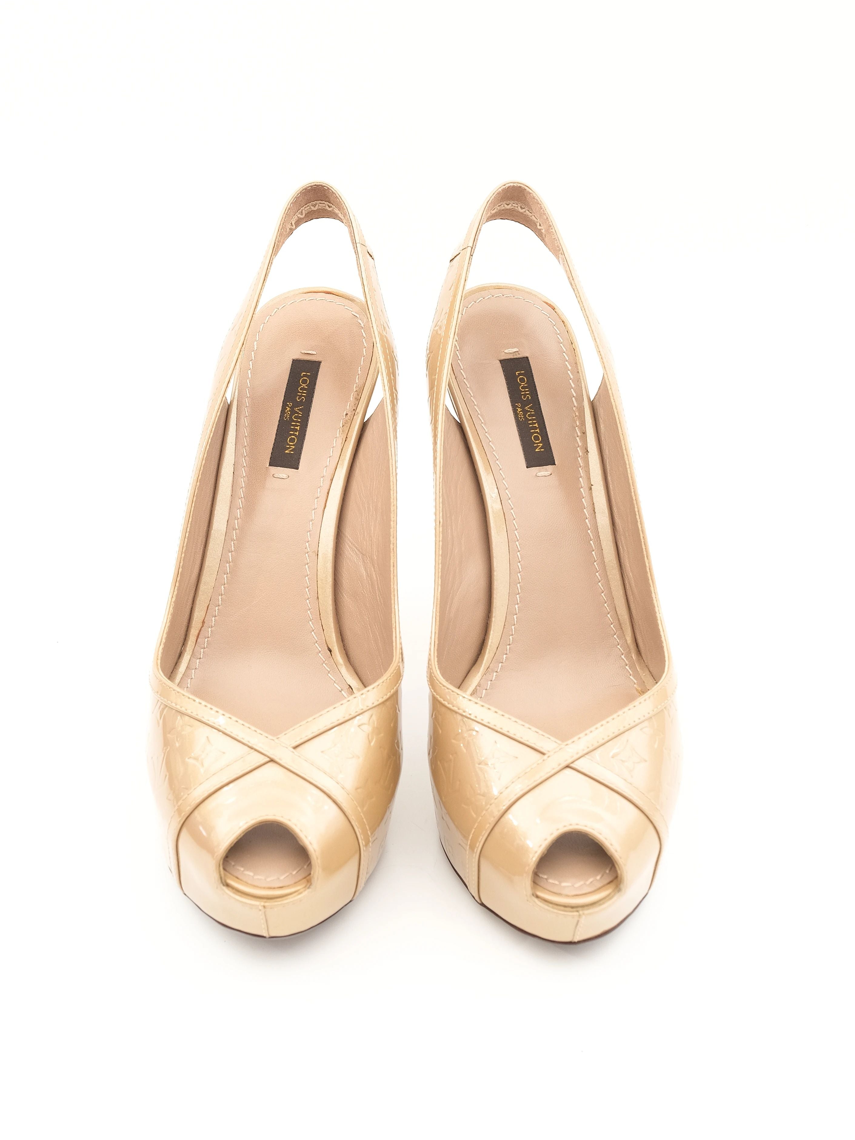 Louis Vuitton Yellow Leather High-Heeled Slingback Shoes Size 37.5