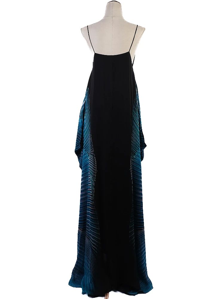 Excellent Roberto Cavalli Silk Gown Black Blue Size M