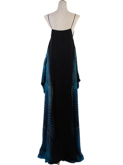 Excellent Roberto Cavalli Silk Gown Black Blue Size M