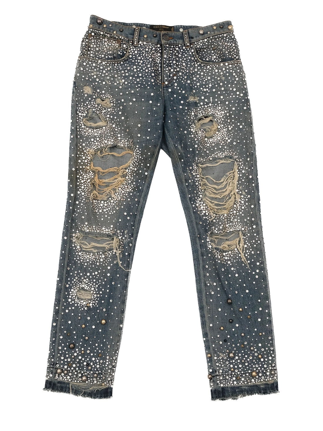 Excellent Dolce Gabbana Blue Cotton Distressed Jeans Size S