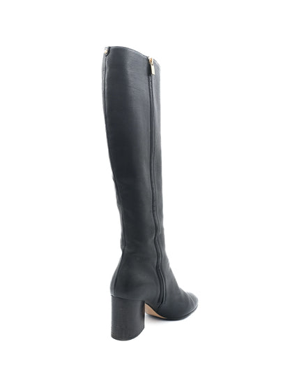 Excellent Salvatore Ferragamo Black Leather Knee-High Boots Size 39.5
