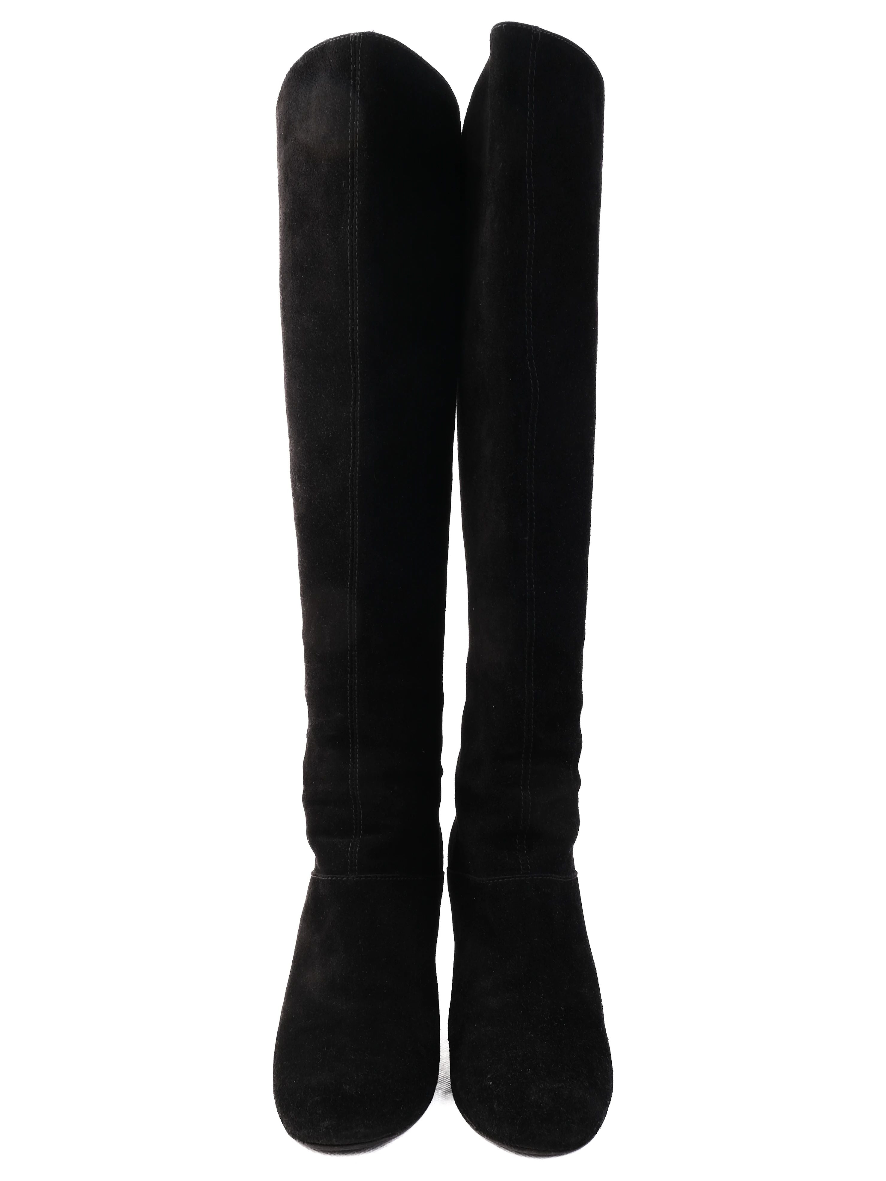 Excellent SI Rossi Black Genuine Suede Knee-High Boots Size 38