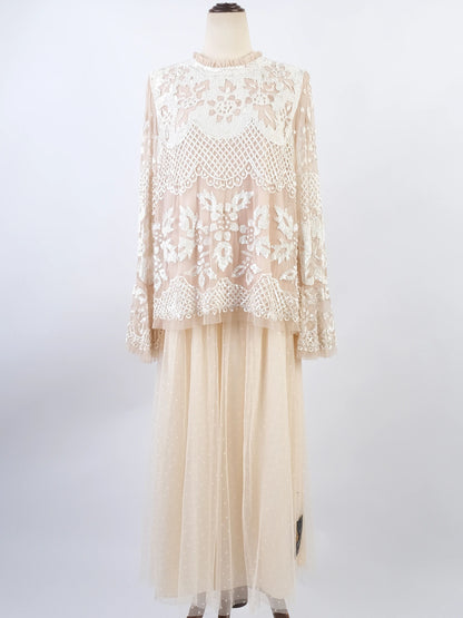 Excellent needle&amp;thread White Floral Lace Dress Size M