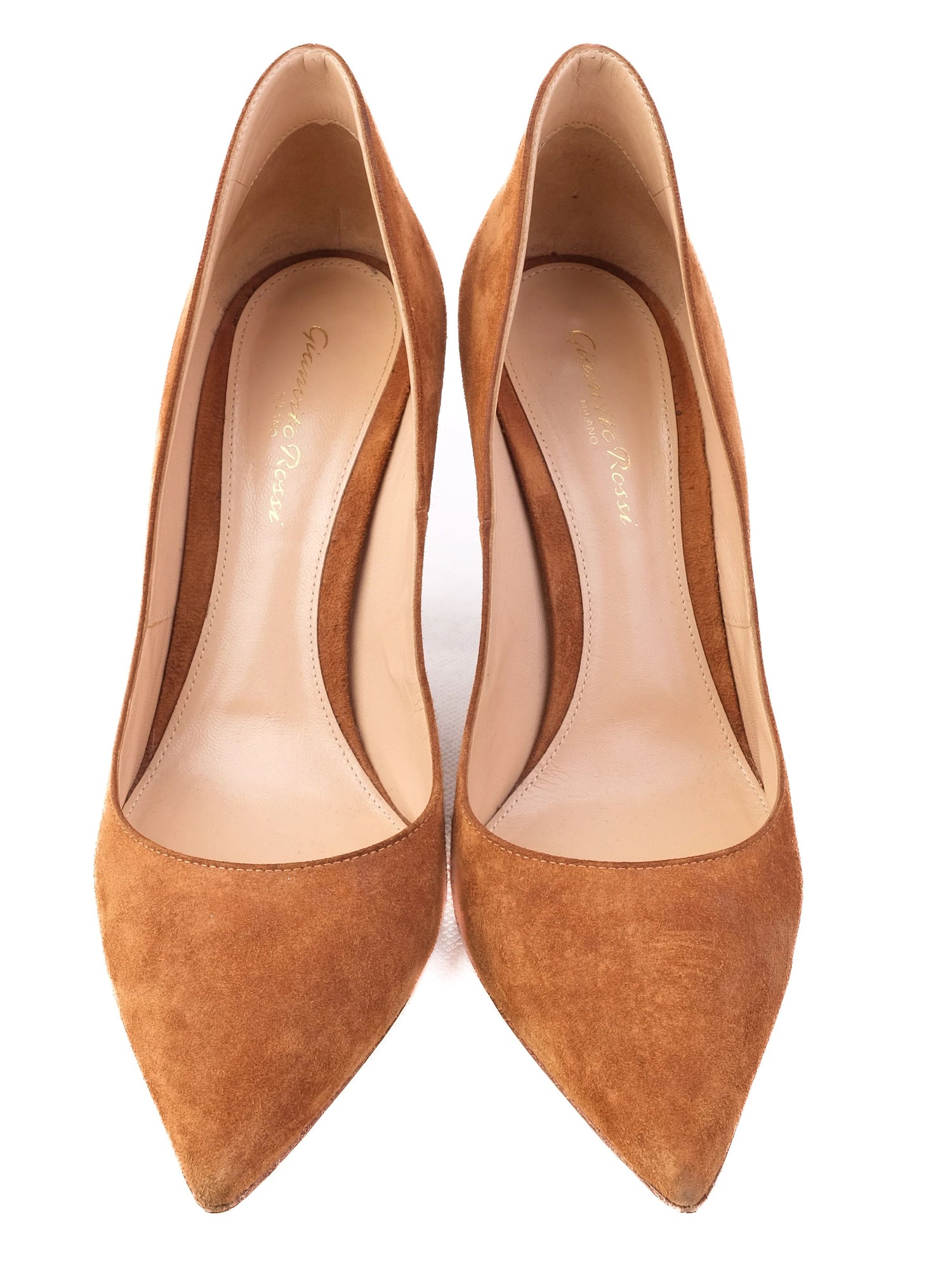 Excellent Gianvito Rossi Orange Leather High-Heeled Shoes for Women