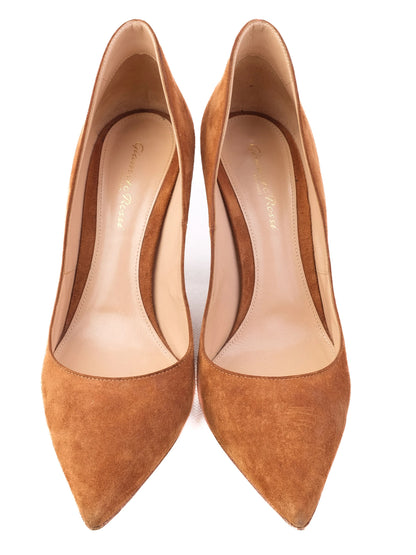 Excellent Gianvito Rossi Orange Leather High-Heeled Shoes for Women