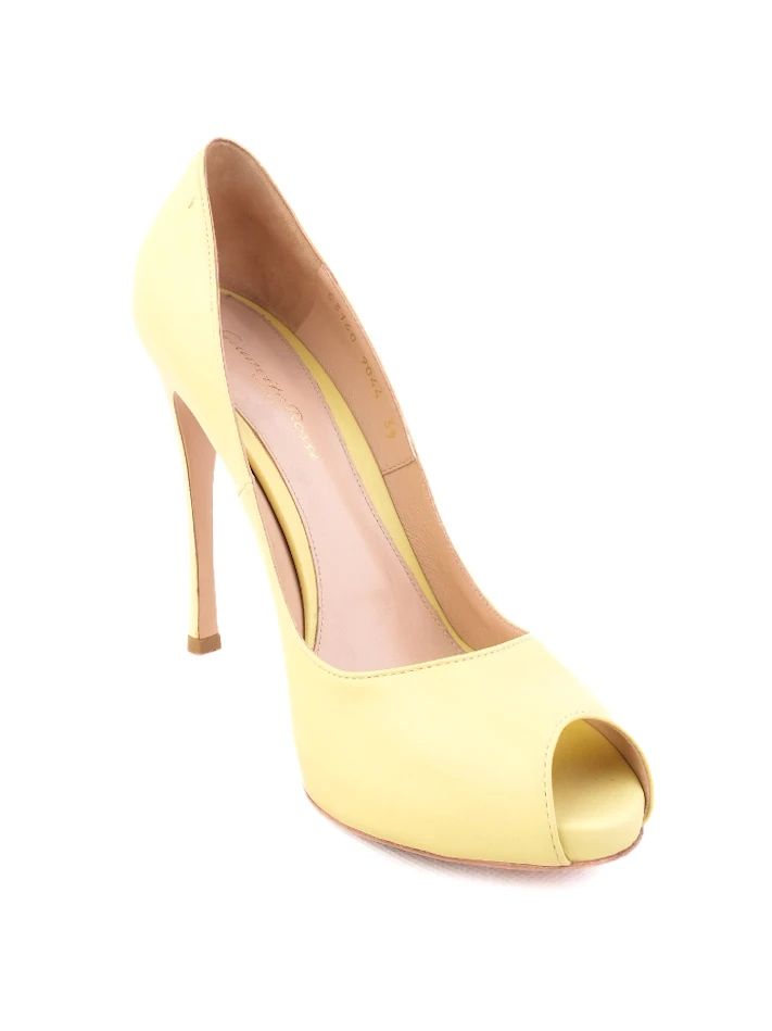 Excellent Gianvito Rossi Yellow Leather High-Heeled Shoes Size 39