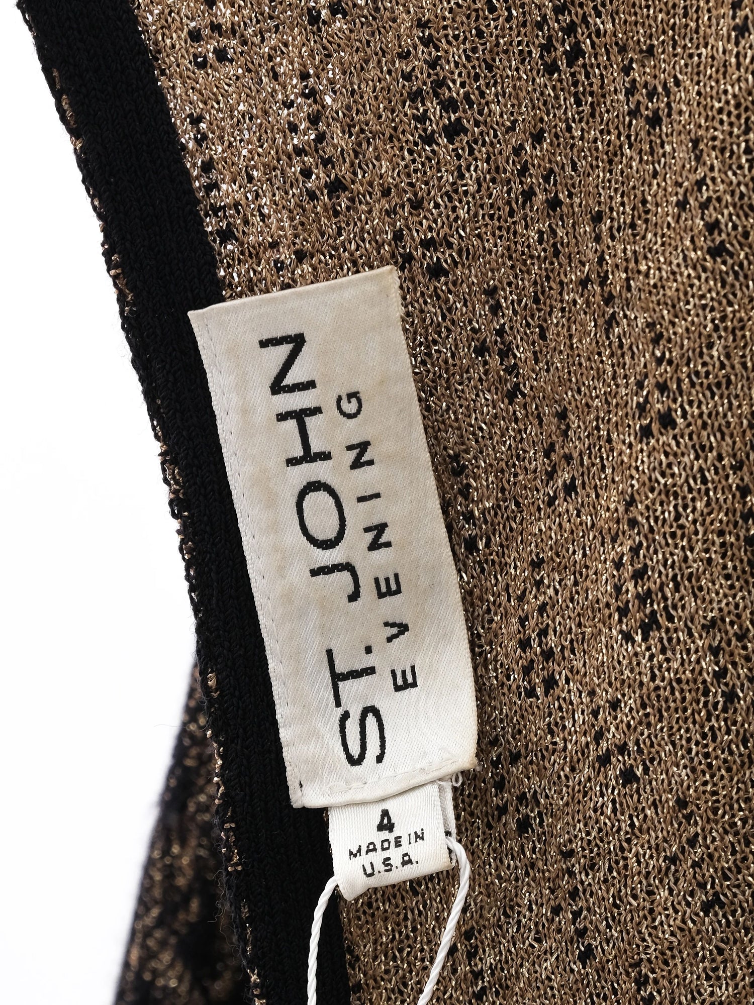 Excellent St. John Geometric Long-Sleeved Dress Size S Black/Brown