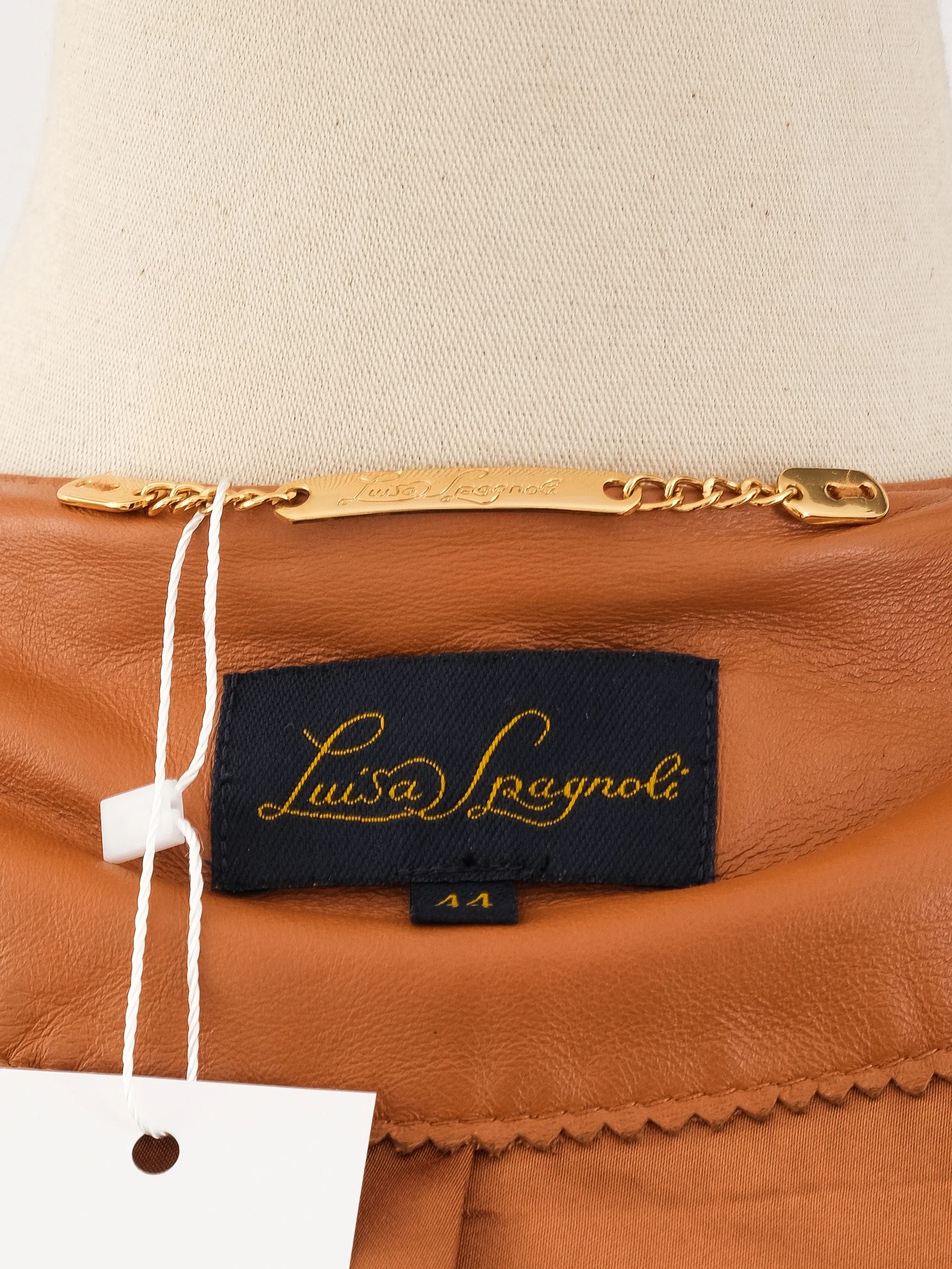 Excellent Luisa Spagnoli Orange Leather Jacket Women Size M