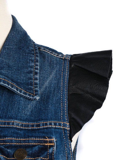 Excellent Juicy Couture Blue Denim Vest Size S with Ruffled Details