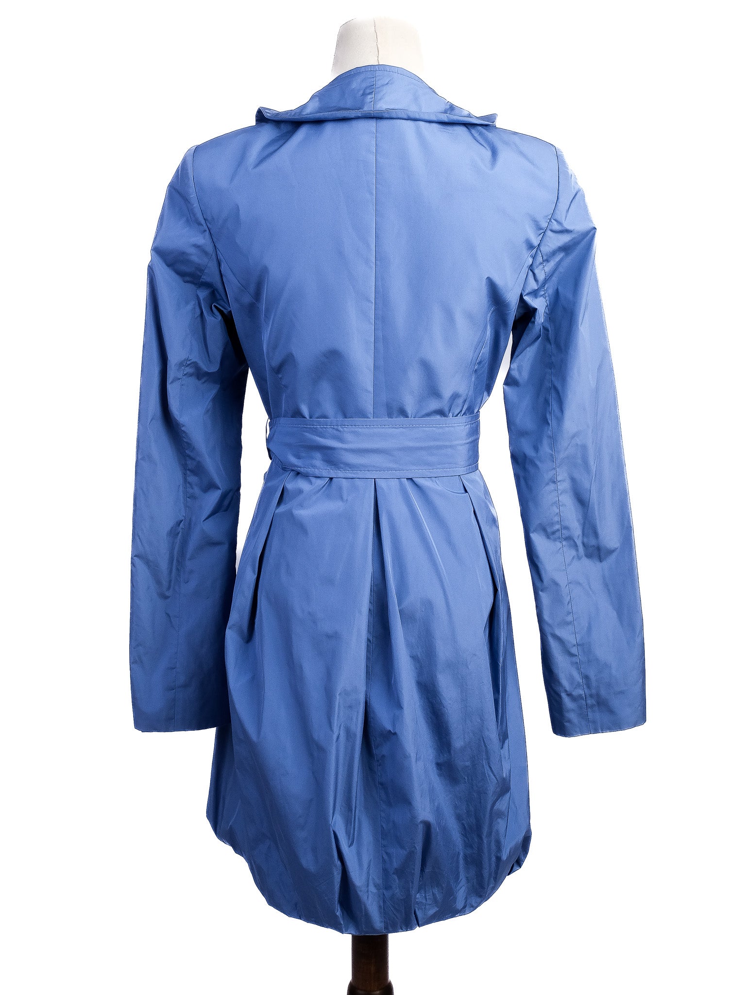 Excellent Pinko Blue Trench Coat Size M with Ruffled Collar