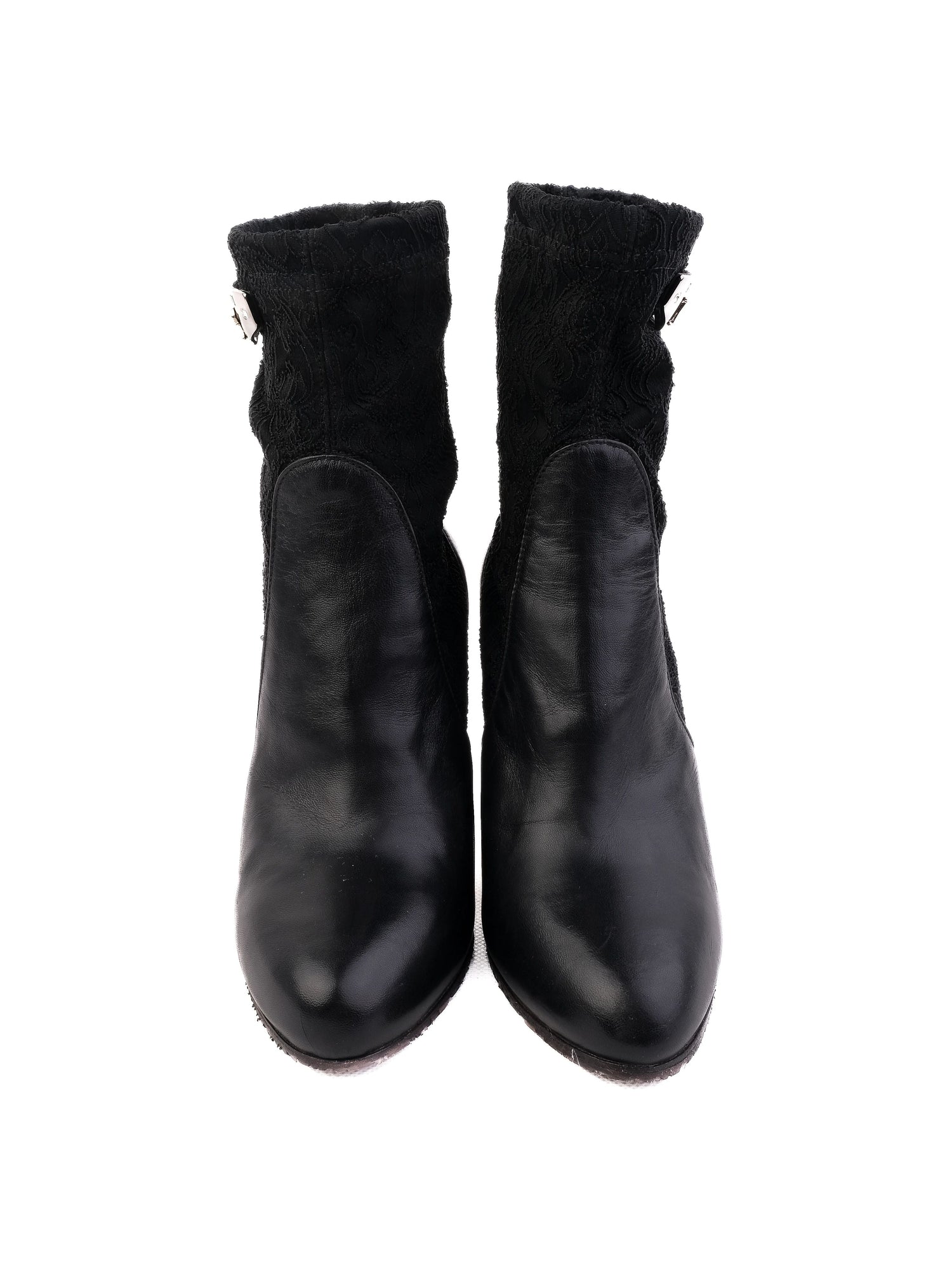 Good Renzoni Black Leather High-Heeled Ankle Boots Size 37