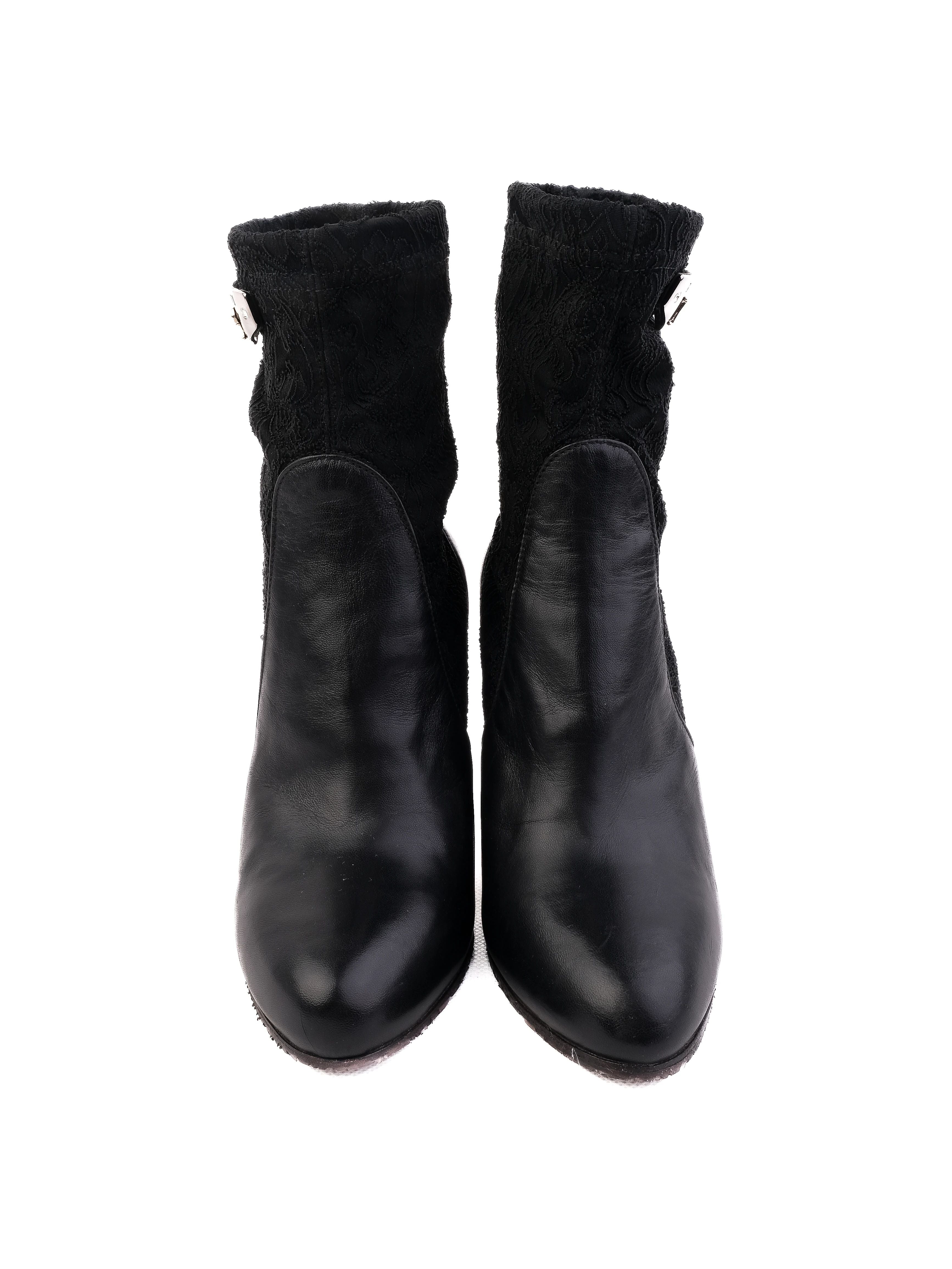 Good Renzoni Black Leather High-Heeled Ankle Boots Size 37