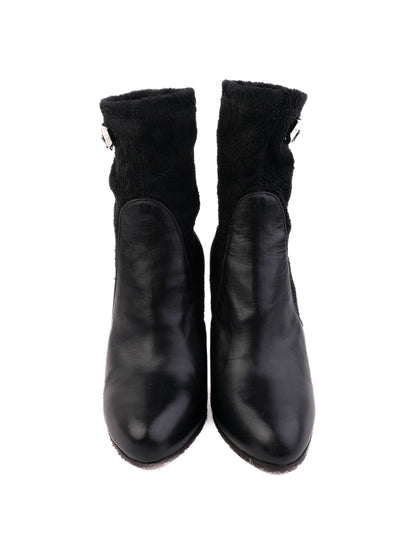 Good Renzoni Black Leather High-Heeled Ankle Boots Size 37