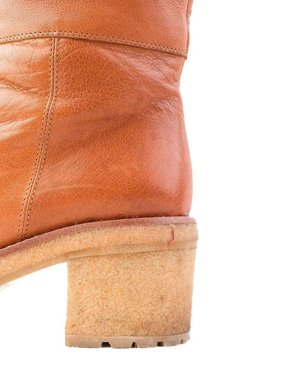 Excellent Ballin Orange Leather Tall Boots Size 37 with Zipper