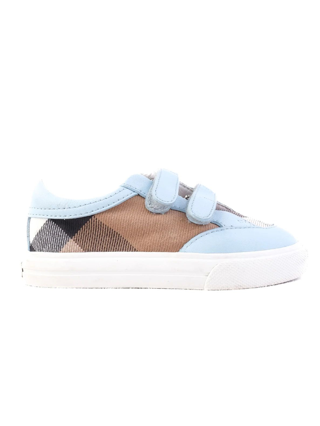 Excellent Burberry Light Blue Fabric Sneakers for Kids, Size 21