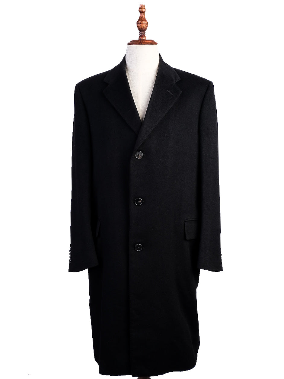 Excellent Corneliani Black Cashmere Overcoat for Men