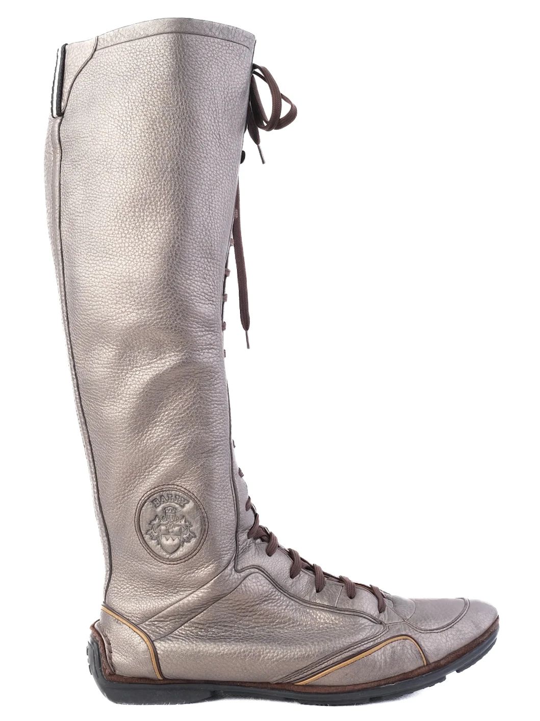 Excellent Bally Gray Leather Knee-High Boots Size 39.5