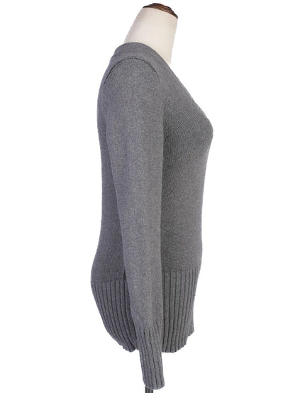 Excellent Ralph Lauren Gray V-Neck Sweater Women Cotton Size M