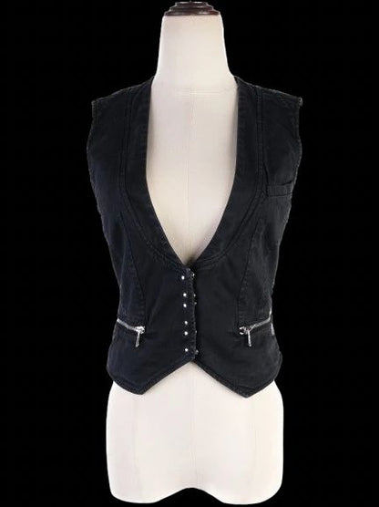 Excellent Balmain Black Sleeveless Vest Size M with Decorative Buttons