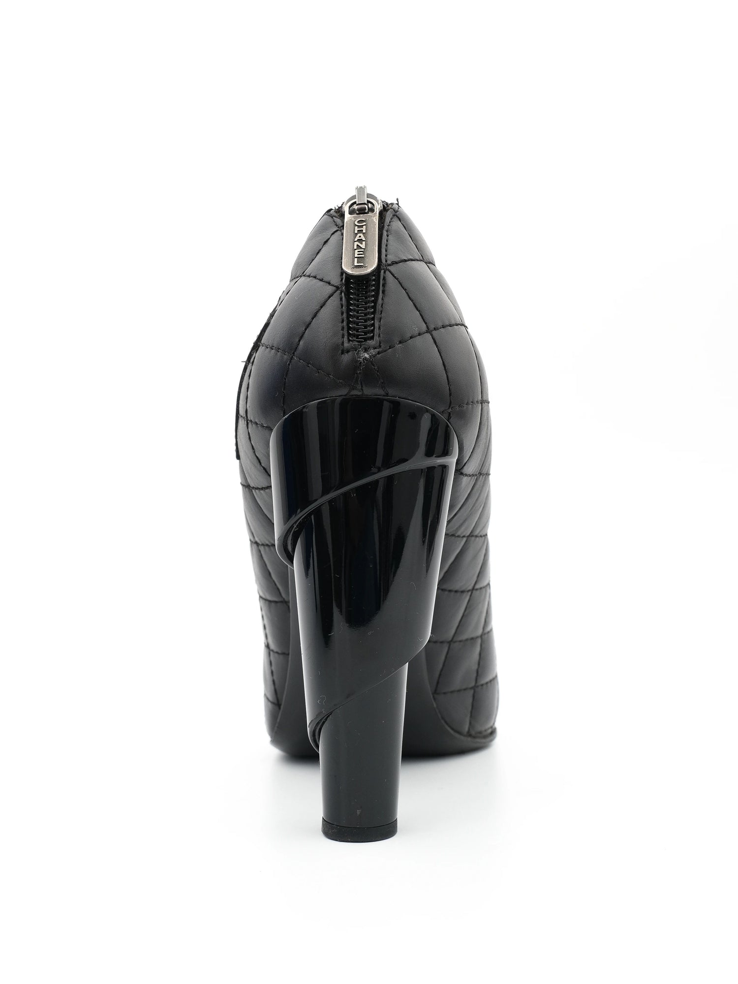 Excellent Chanel Black Leather High-Heeled Shoes Size 41