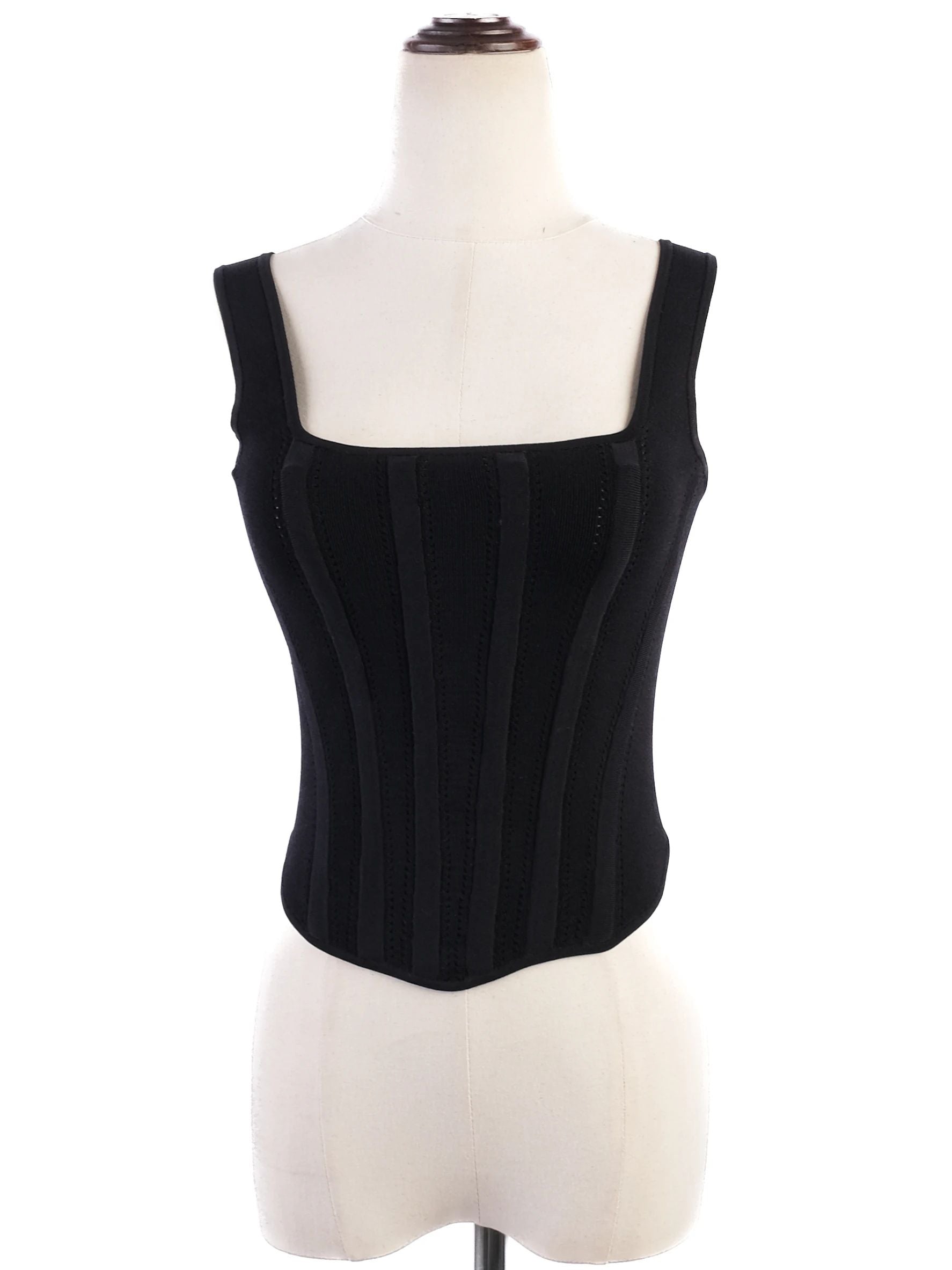 NEW Dion Lee Black Corset-Style Top Size XS Viscose Structured Design