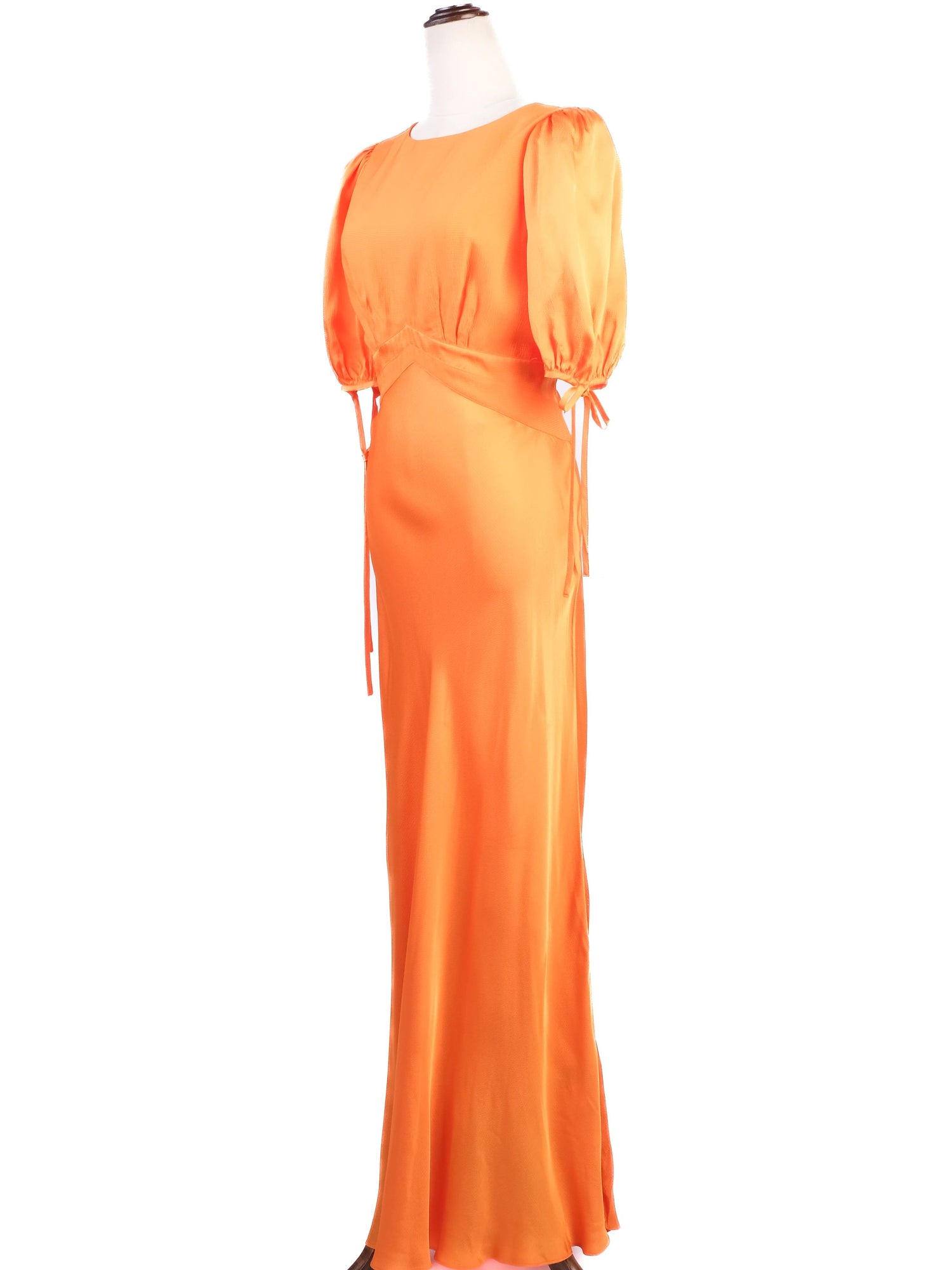 Perfect Ted Baker Orange Puff Sleeve Dress with Cut-Out Back