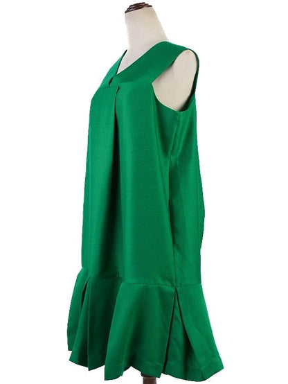 Excellent Paper London Green V-Neck Sleeveless Dress in Viscose